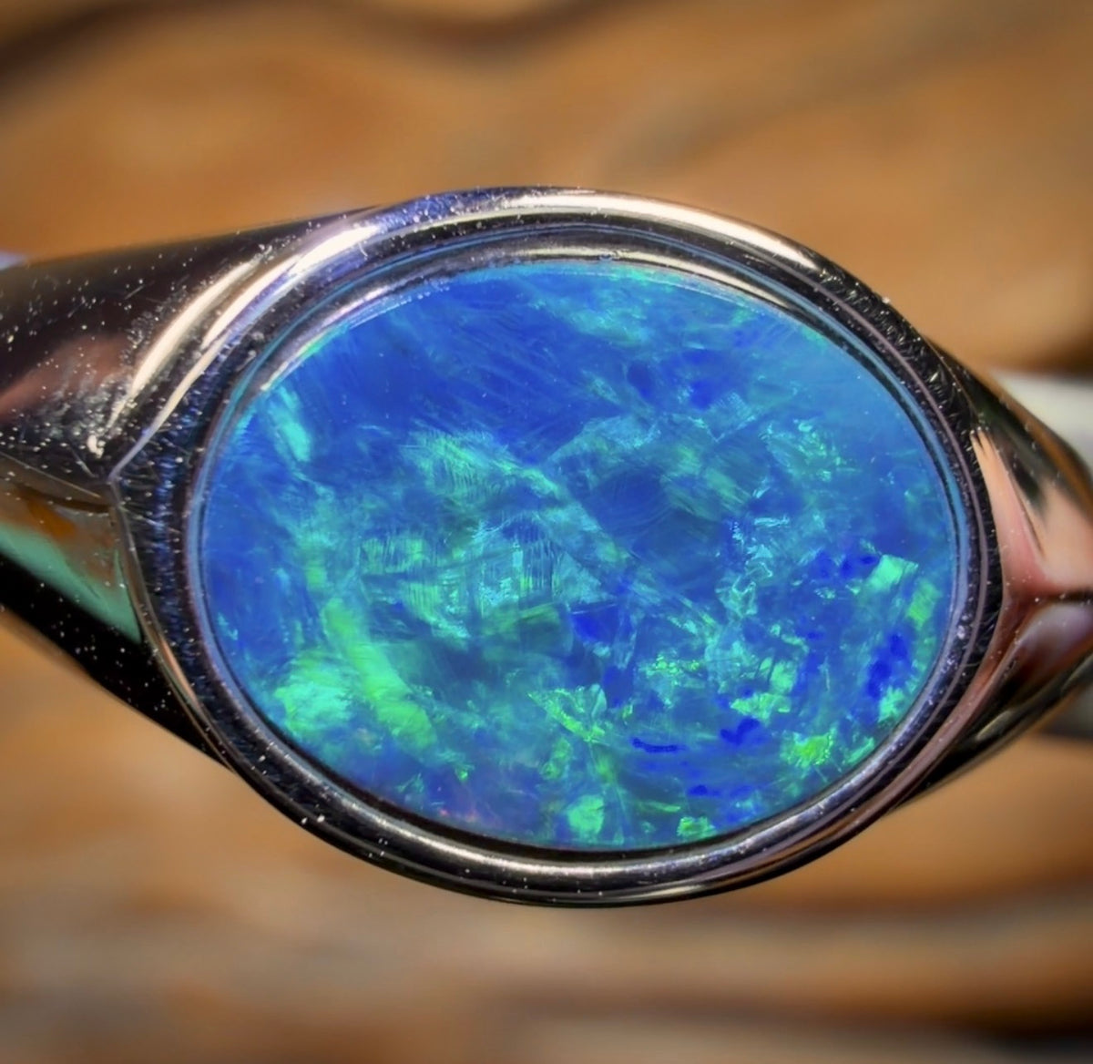 Bague unisexe en argent sterling et opale boulder du Queensland