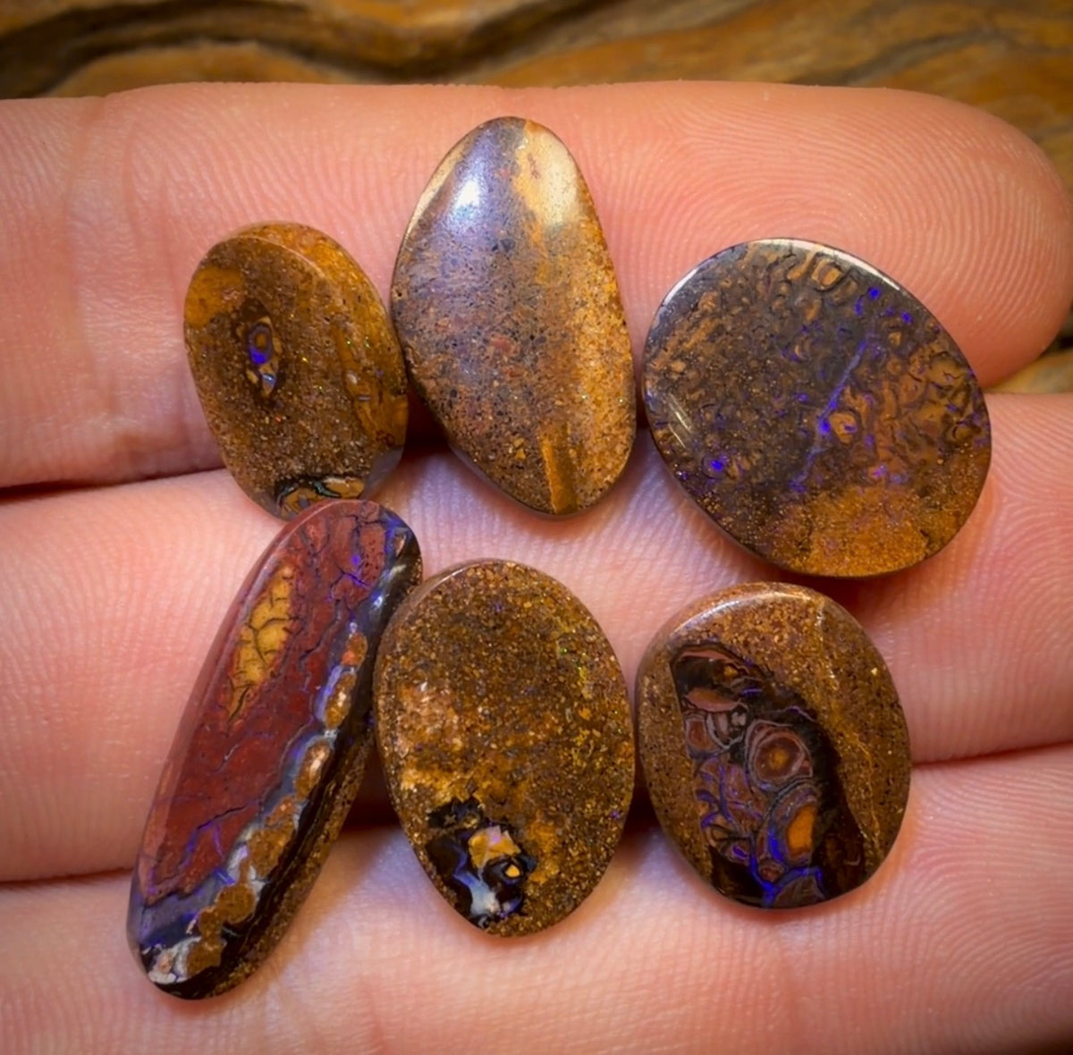 🔒 36.8cts - 6x Australian Tribal Boulder Opal’s. Wholesale Dealers Parcel