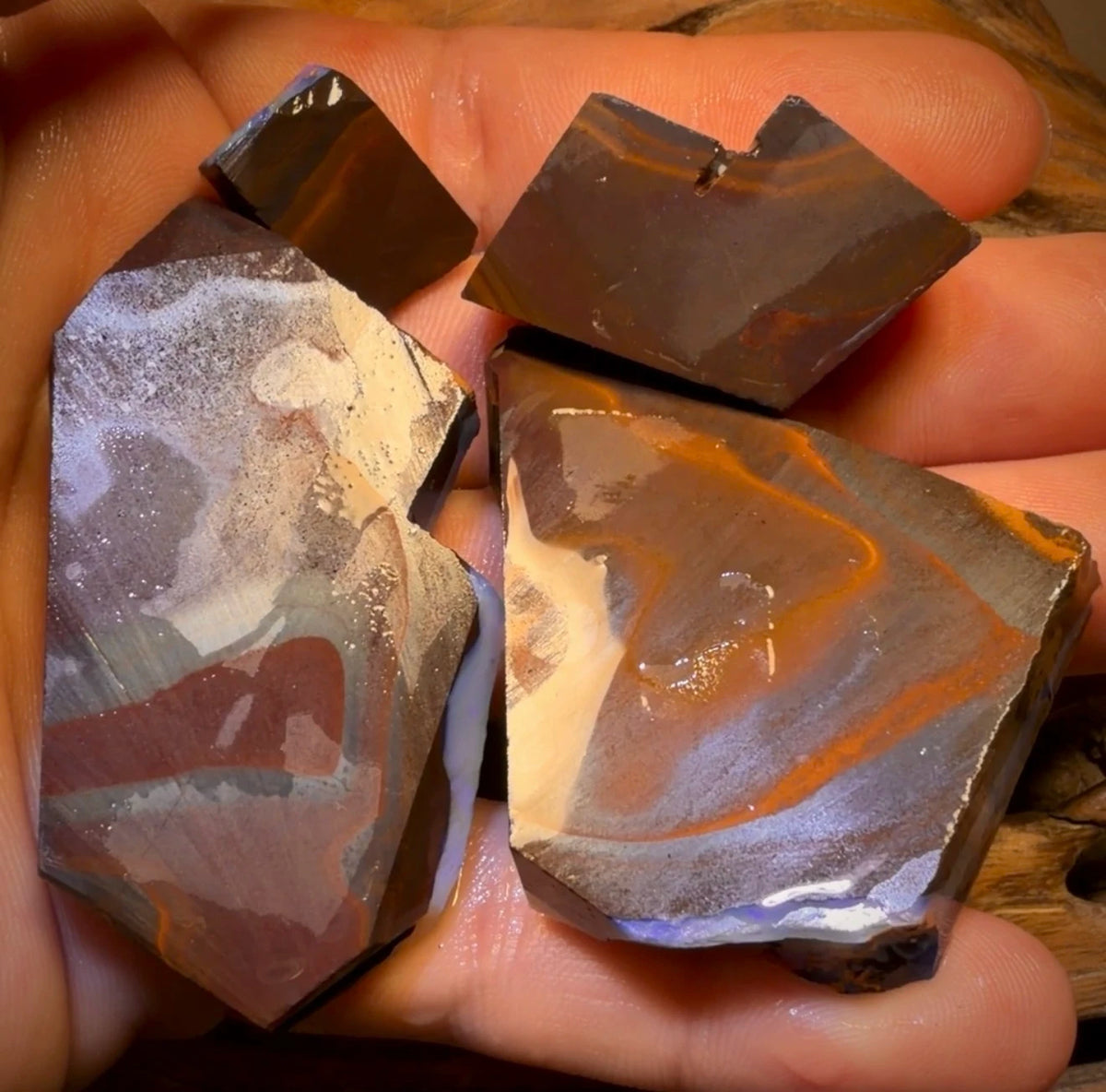 🔒 I’ve Got the Blues Collection 397.1cts - 4x Australian Boulder Seam Opal Rough Parcel