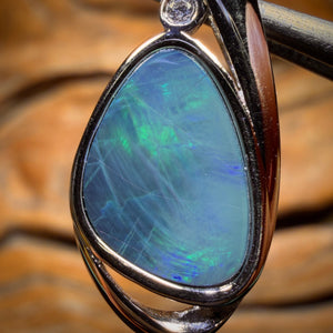 BARGAIN CARD! LARGE Sterling Silver - Queensland Boulder Opal Doublet Pendant