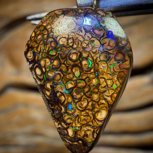 Solid Tan Tribal Queensland Boulder Opal Pendant
