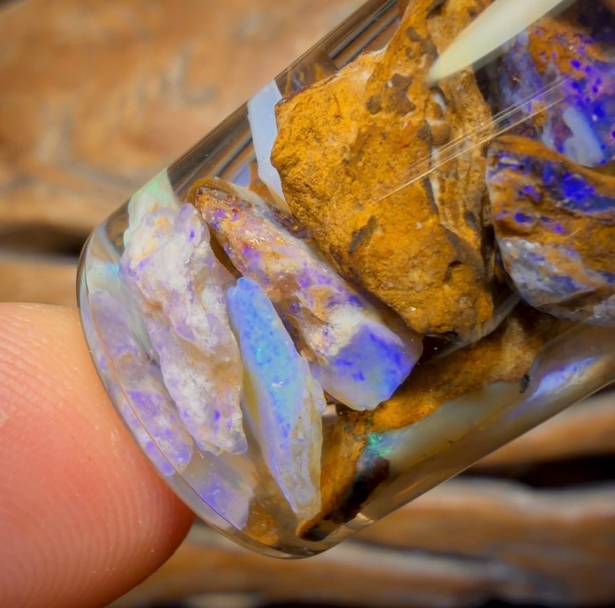 57.1cts - Vial of Yowah Opal Rough w/ Fossil Opal