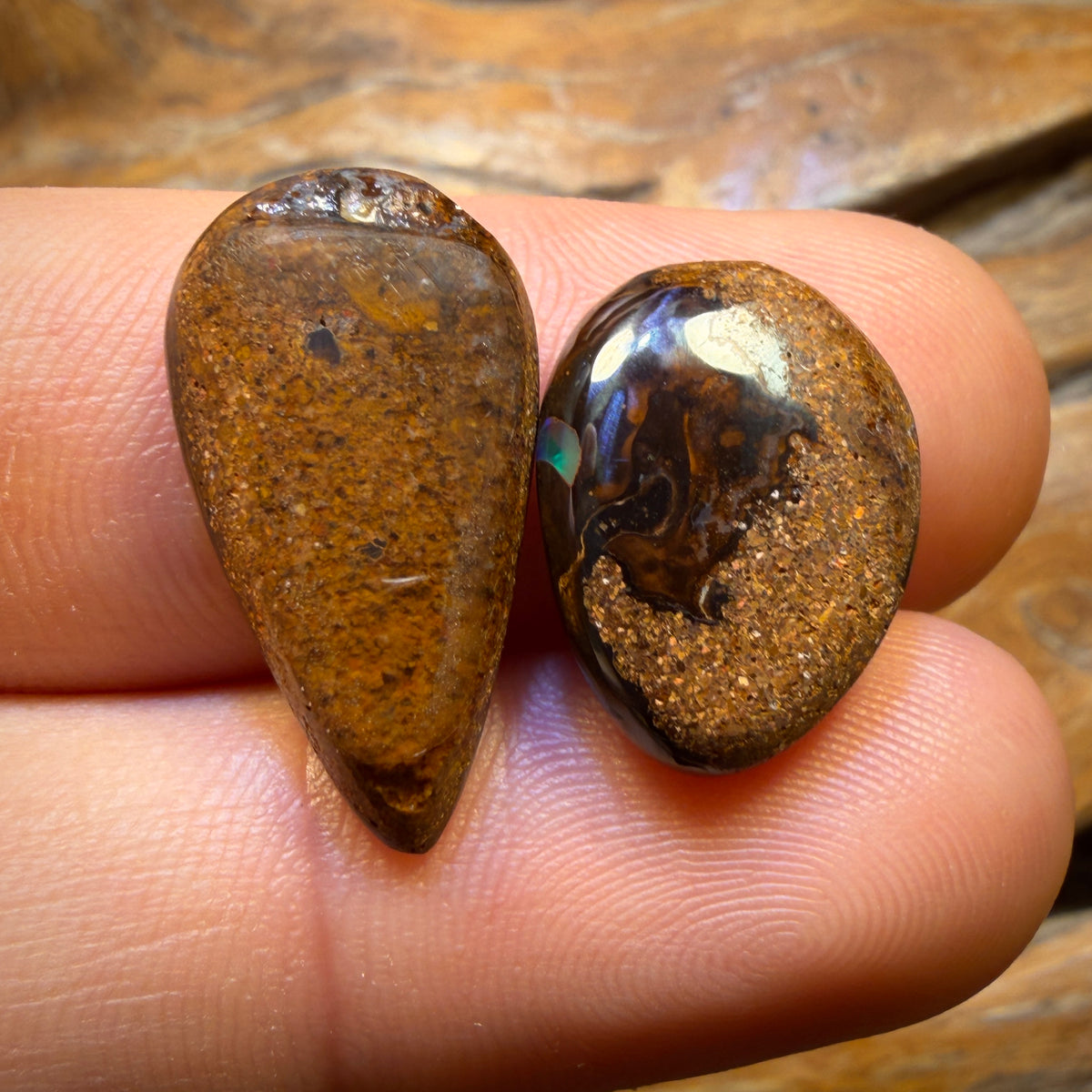 “Set in Stone” - Private Collector Acquisition- “The Quintessential” 21.9cts - Yowah Nut Crystal Centre Opal Pair