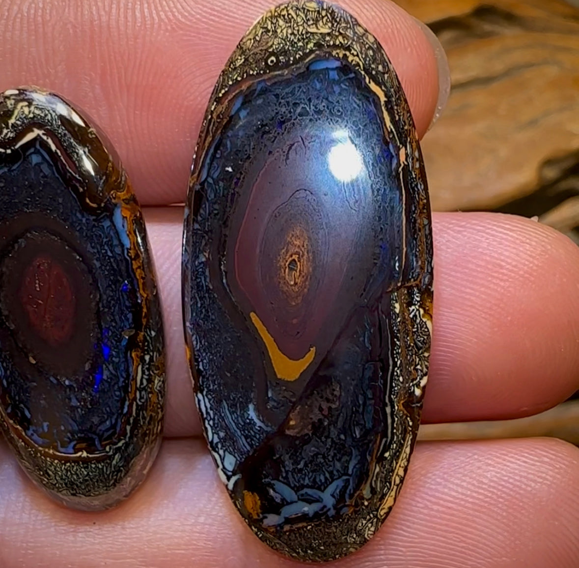 82.8cts - Yowah Nut Opal Parcel. Tribal Pattern Matching Trio Wonderful Art - Opal Whisperers