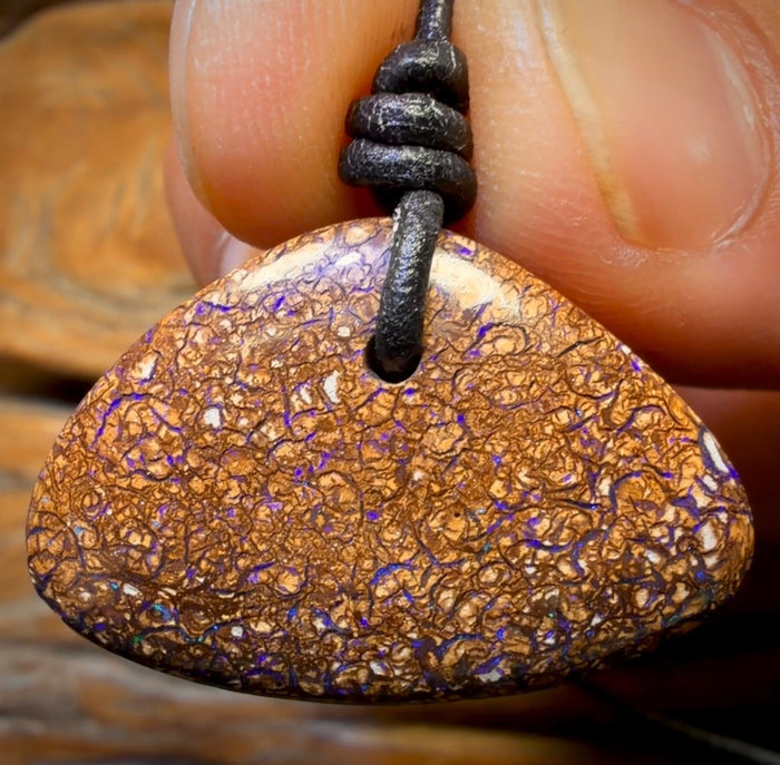 🔨 AUCTION 🔨 32 x 21mm - Drilled Tribal Queensland Boulder Opal Necklace