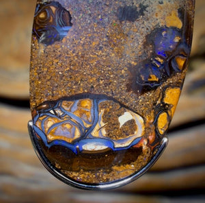 Sterling Silver - “witchetty grubs” Solid Tribal Boulder Opal Pendant UNISEX