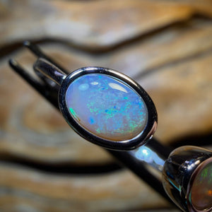 Sterling Silver - Solid South Australian Crystal Opal Ring ADJUSTABLE