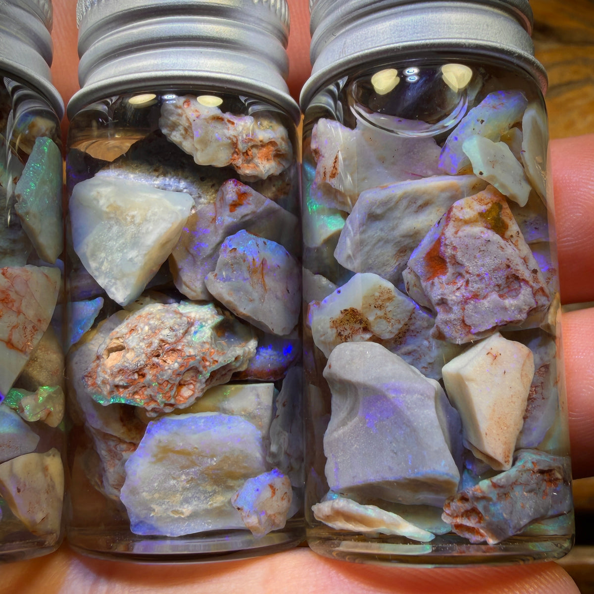 50cts Lightning Ridge Opal Rough Chip Vials. BULK LISTING
