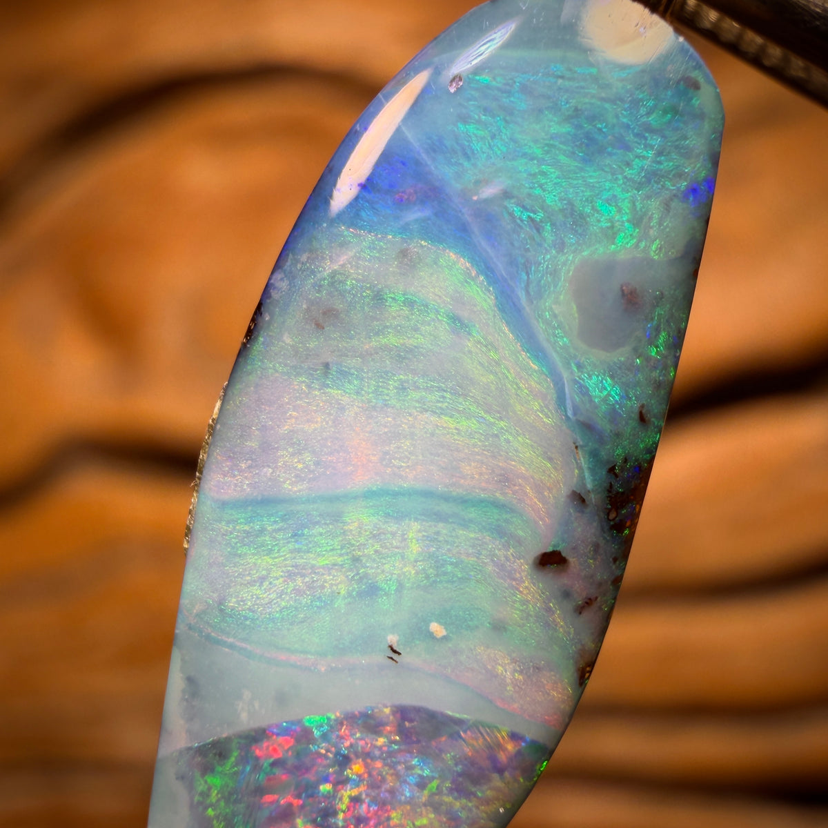 Parrot Fish Solid Queensland Boulder Seam Opal Pendant