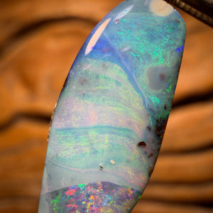 Parrot Fish Solid Queensland Boulder Seam Opal Pendant