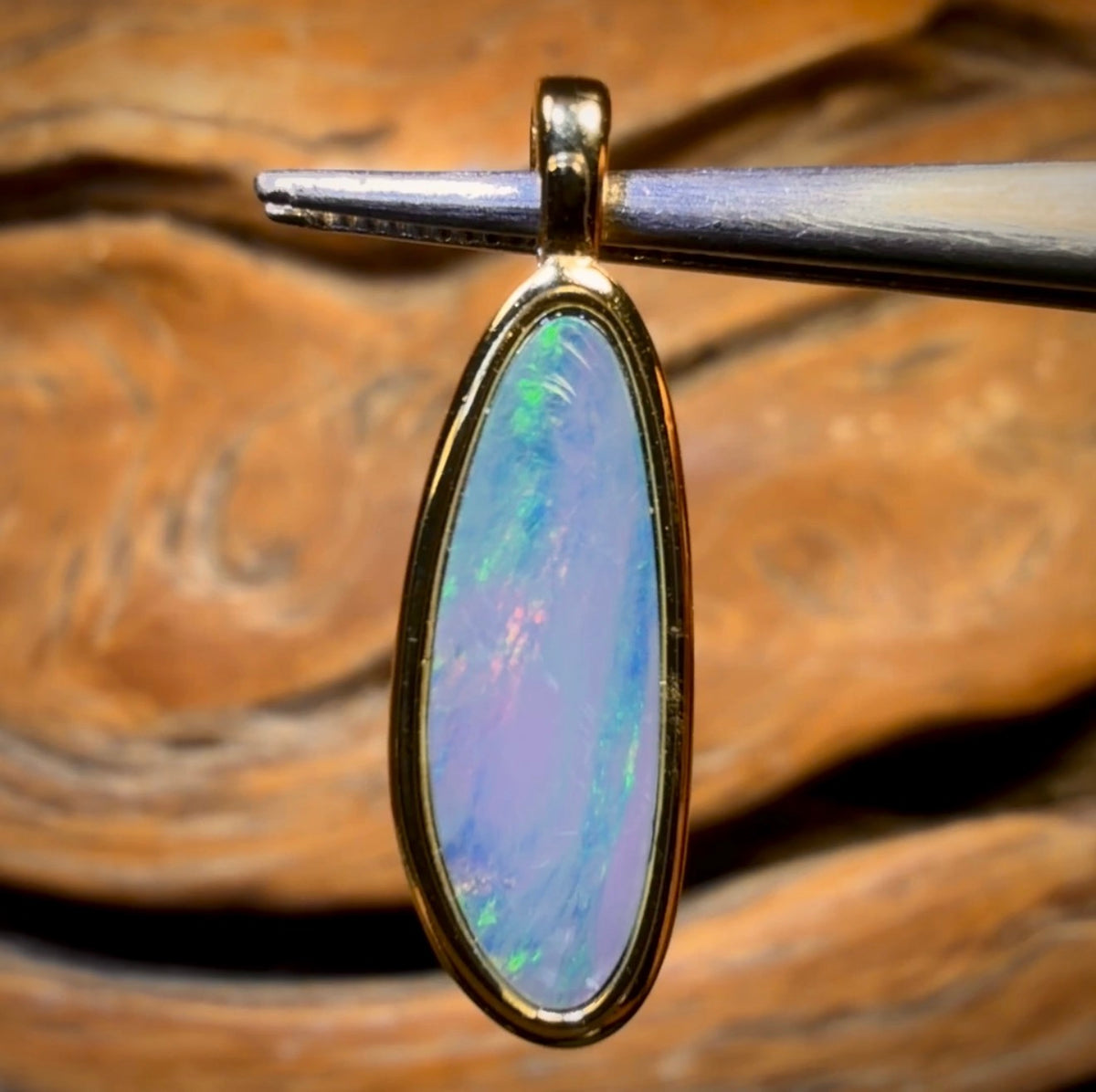 Sterling Silver Gold Plated- Queensland Boulder Opal Doublet Pendant