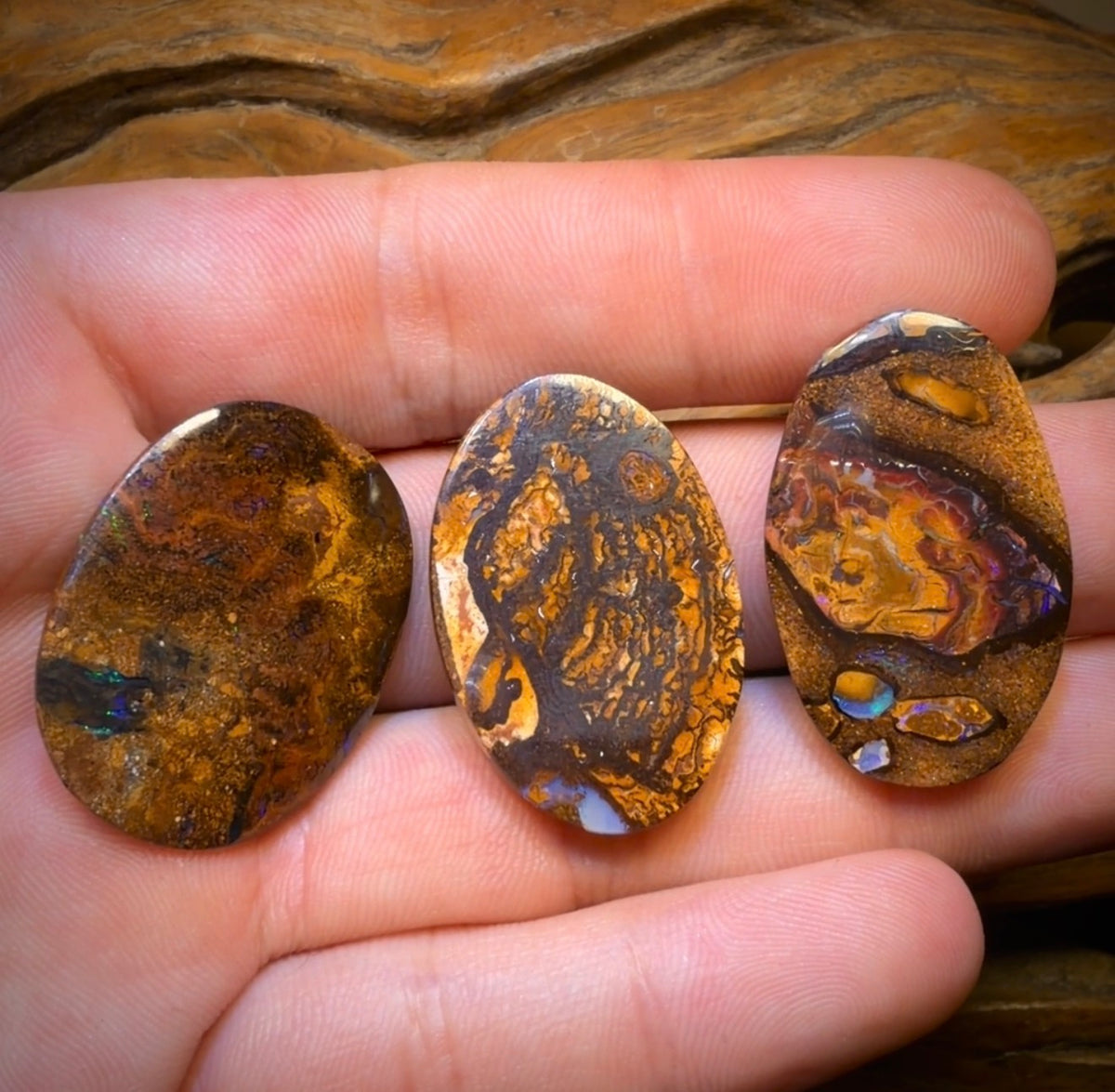 88.9cts - 3x Australian Boulder Opal’s. Wholesale Dealers Parcel