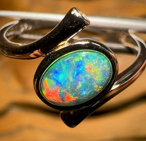 St. Silver - Queensland Boulder Opal Doublet Ring - Opal Whisperers