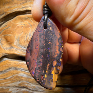 Dad! 43 x 21mm - Drilled Tribal Queensland Boulder Opal Necklace