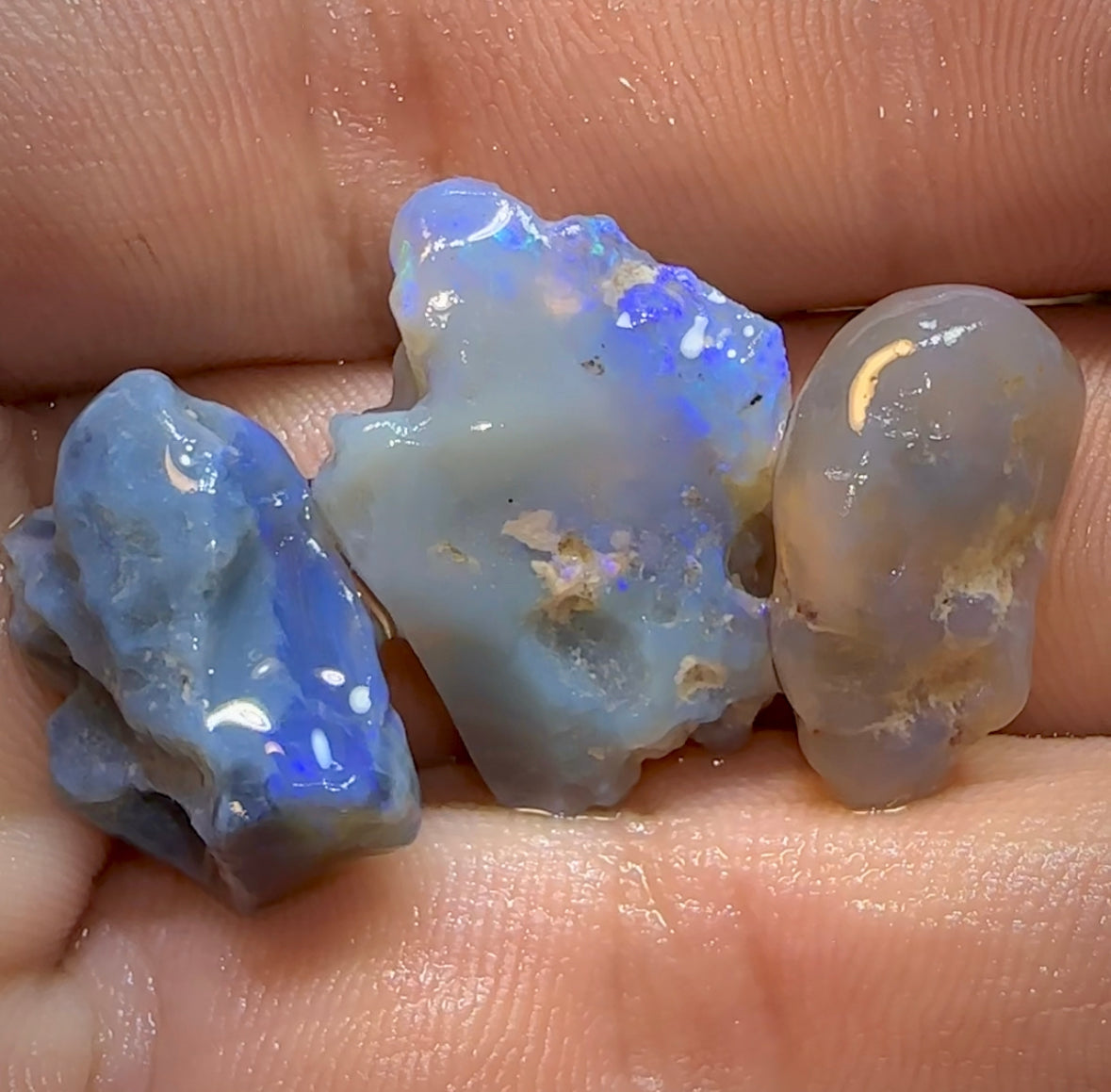 40.3cts - 3x Lightning Ridge Crystal and Dark Opal Rough - Opal Whisperers