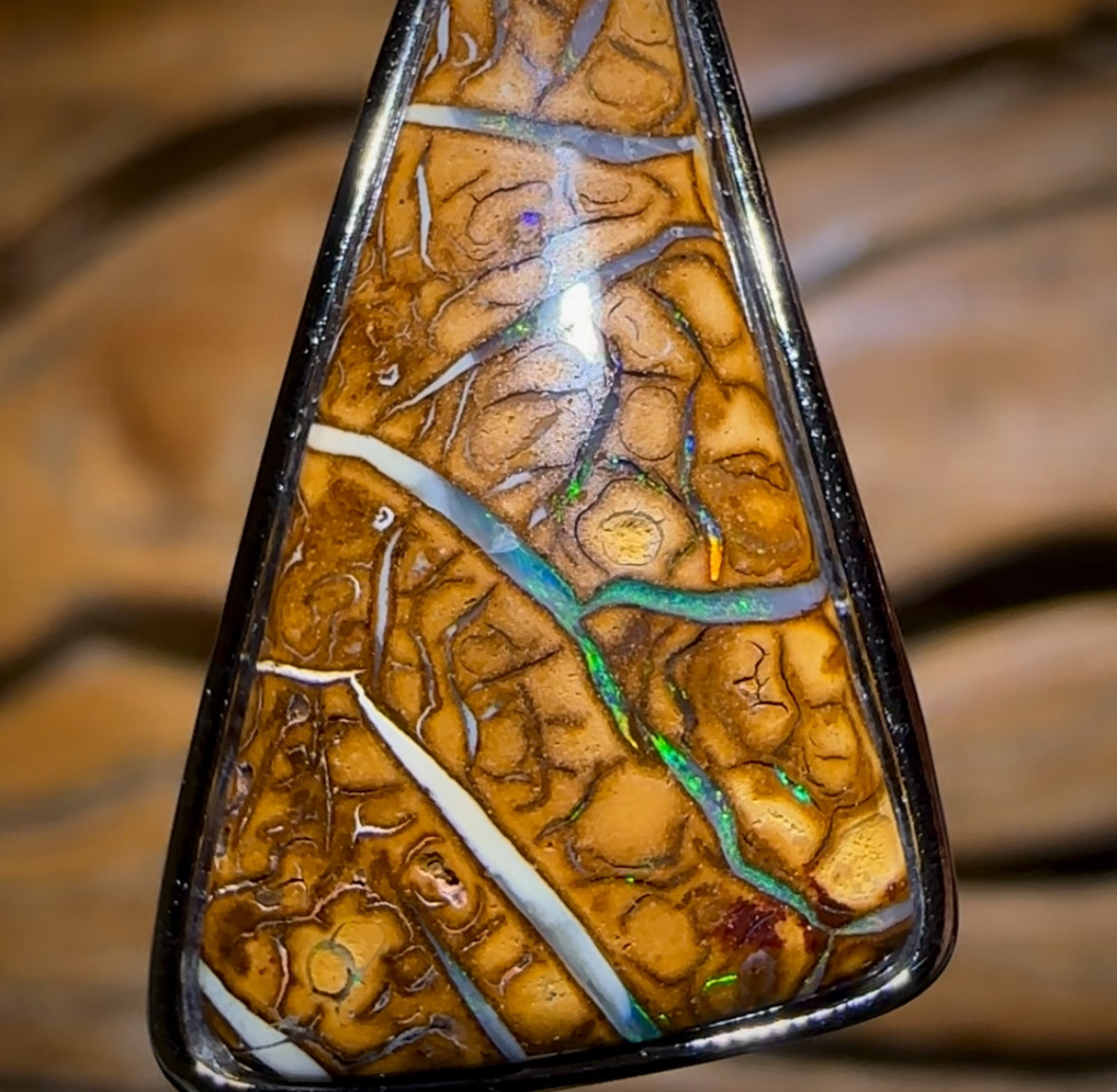 Sterling Silver - Tan Tribal 2 Boulder Opal UNISEX Pendant