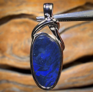 Sterling Silver - Deep Blue Queensland Boulder Opal Doublet Pendant
