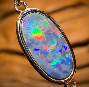 Sterling Silver - Australian Boulder Doublet Opal Bracelet