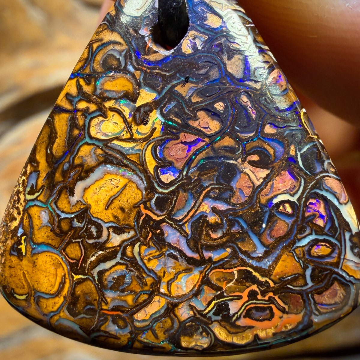 30 x 27mm - Drilled Top Tribal Queensland Boulder Opal Necklace