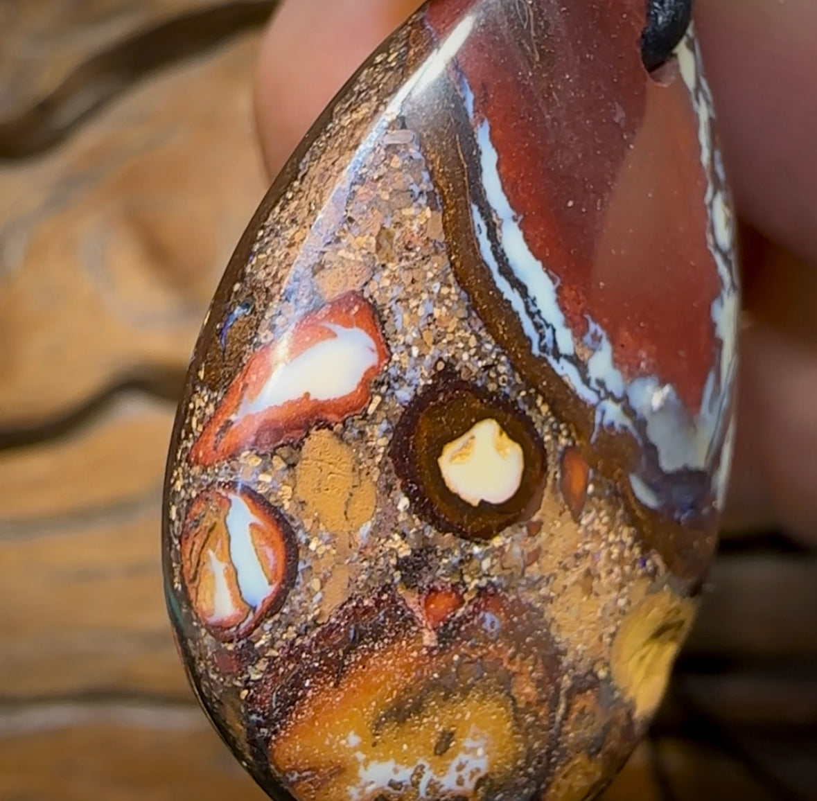 38 x 28mm - Drilled Australian Boulder Opal Necklace - Opal Whisperers