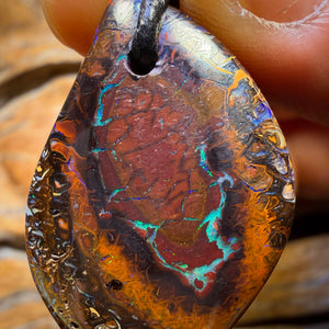 36 x 23mm - Drilled Tribal Queensland Boulder Opal Necklace