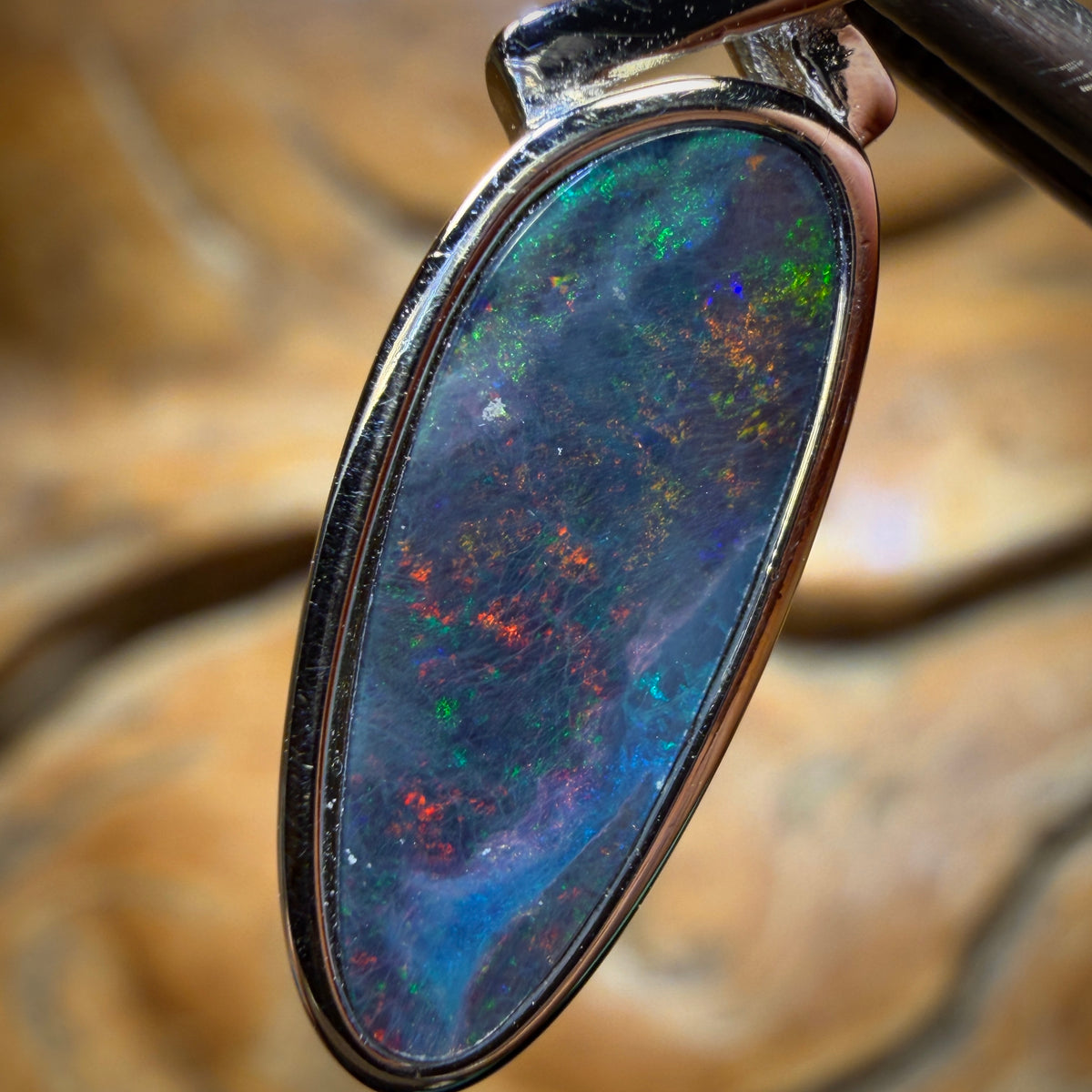 Sterling Silver - Australian Boulder Opal Doublet Pendant Half Price Bargain