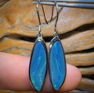Sterling Silver - Australian Boulder Opal Doublet Hook Earrings