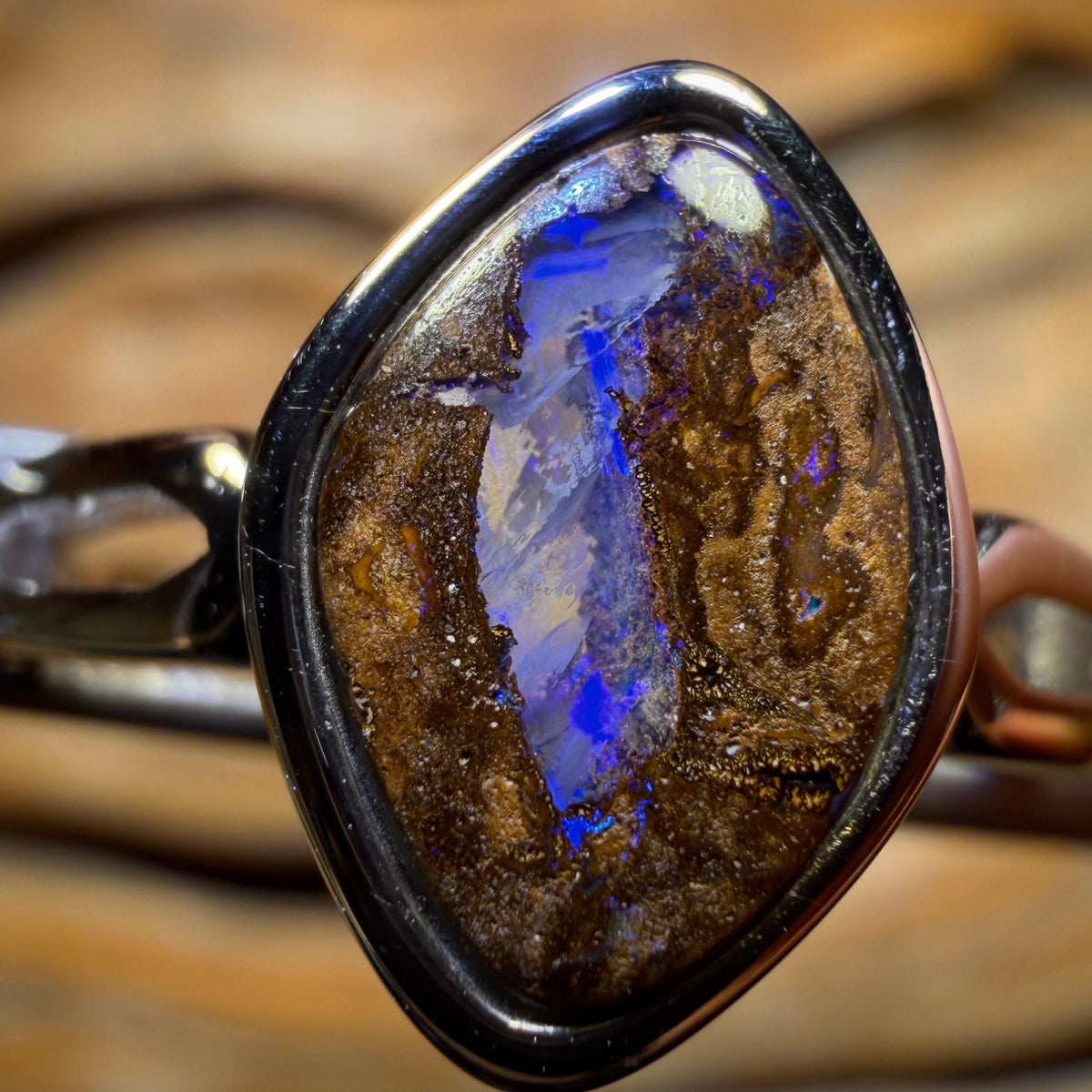 Sterling Silver - Solid Queensland Boulder Opal Ring