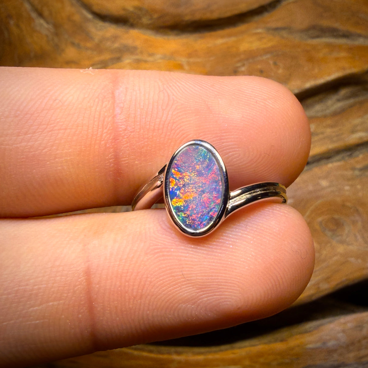 Sterling Silver - Queensland Boulder Opal Doublet Ring