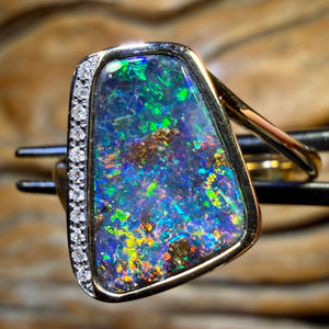 18k Gold - NEW Isaac Design Solid Queensland Boulder Opal Ring