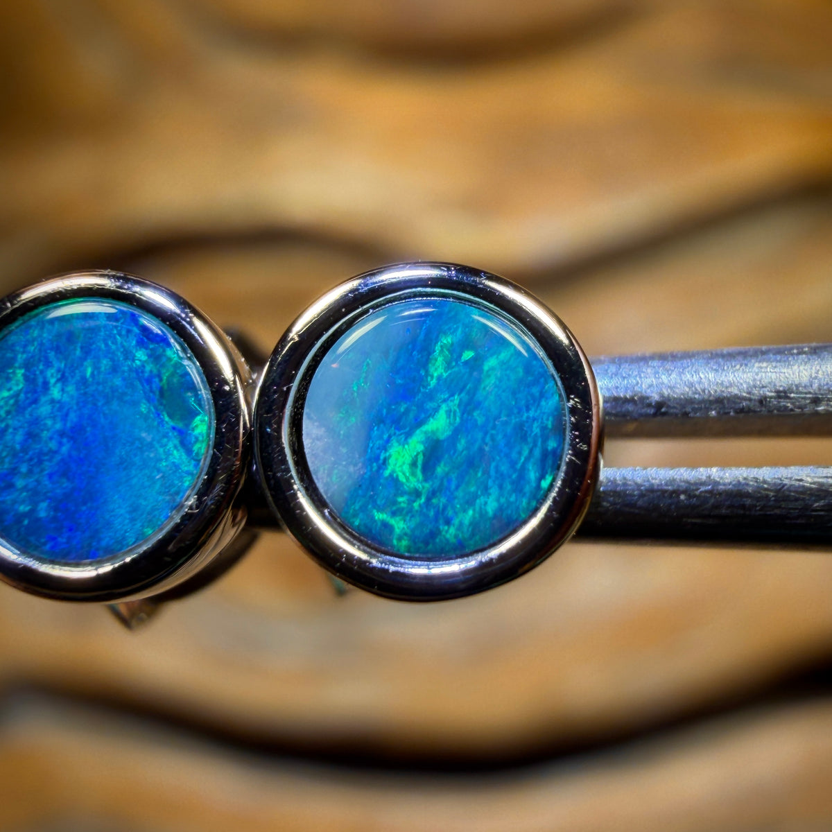 Sterling Silver - Australian Boulder Opal Doublet Stud Earrings