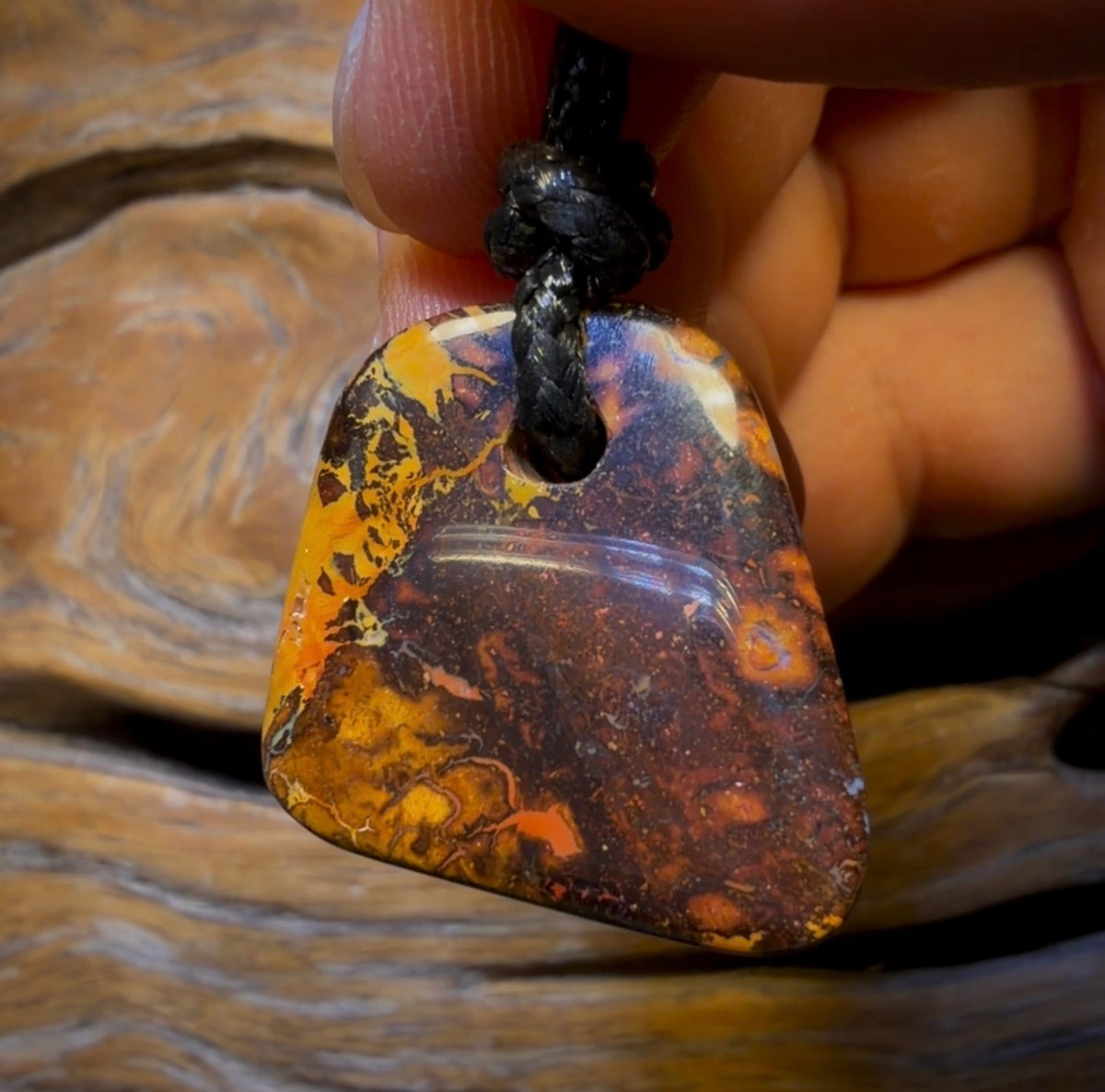 29 x 25mm - Drilled Boulder Opal Pendant w/ Eco Friendly Vegan Cord