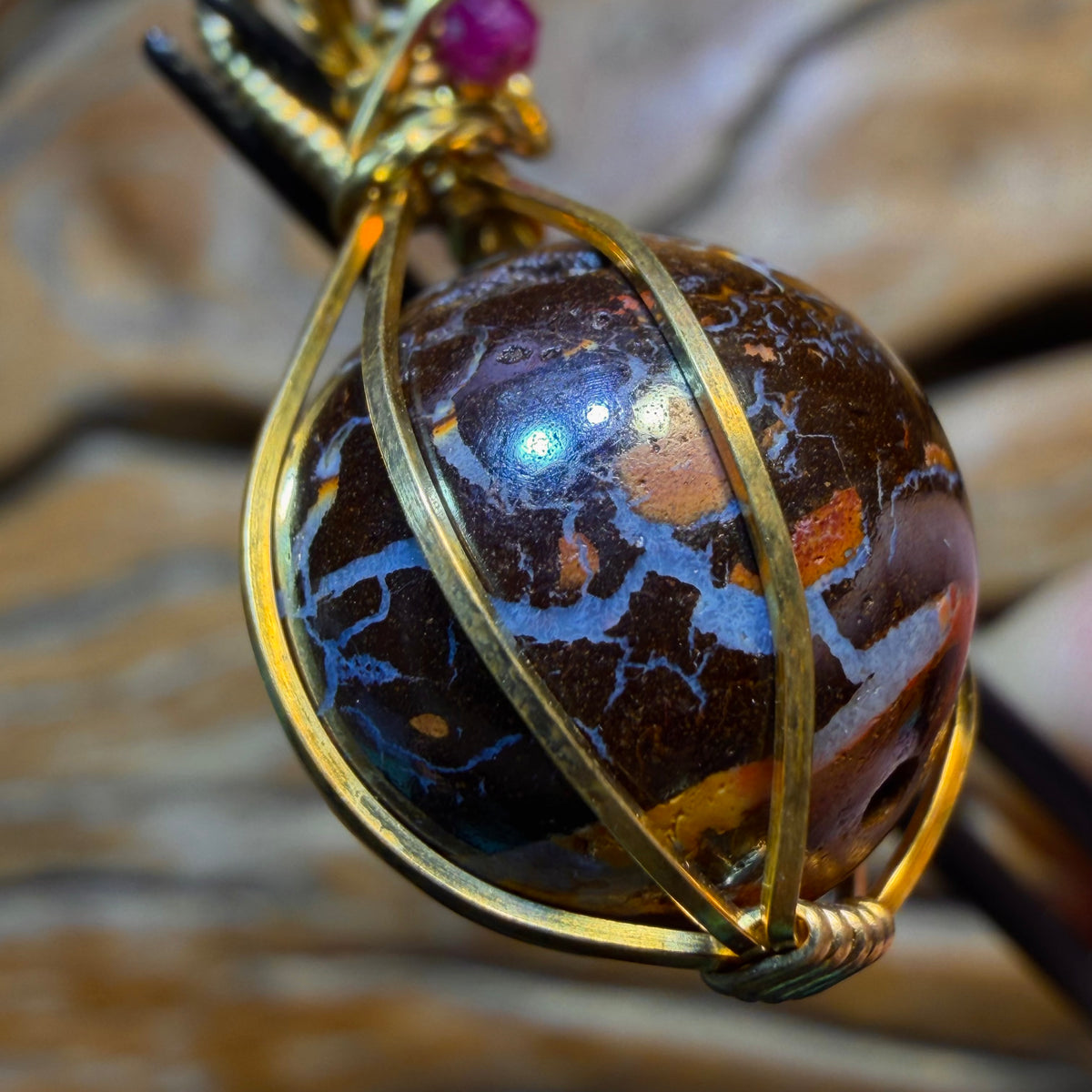 Sterling Silver - Yowah Nut Opal Bead Pendant