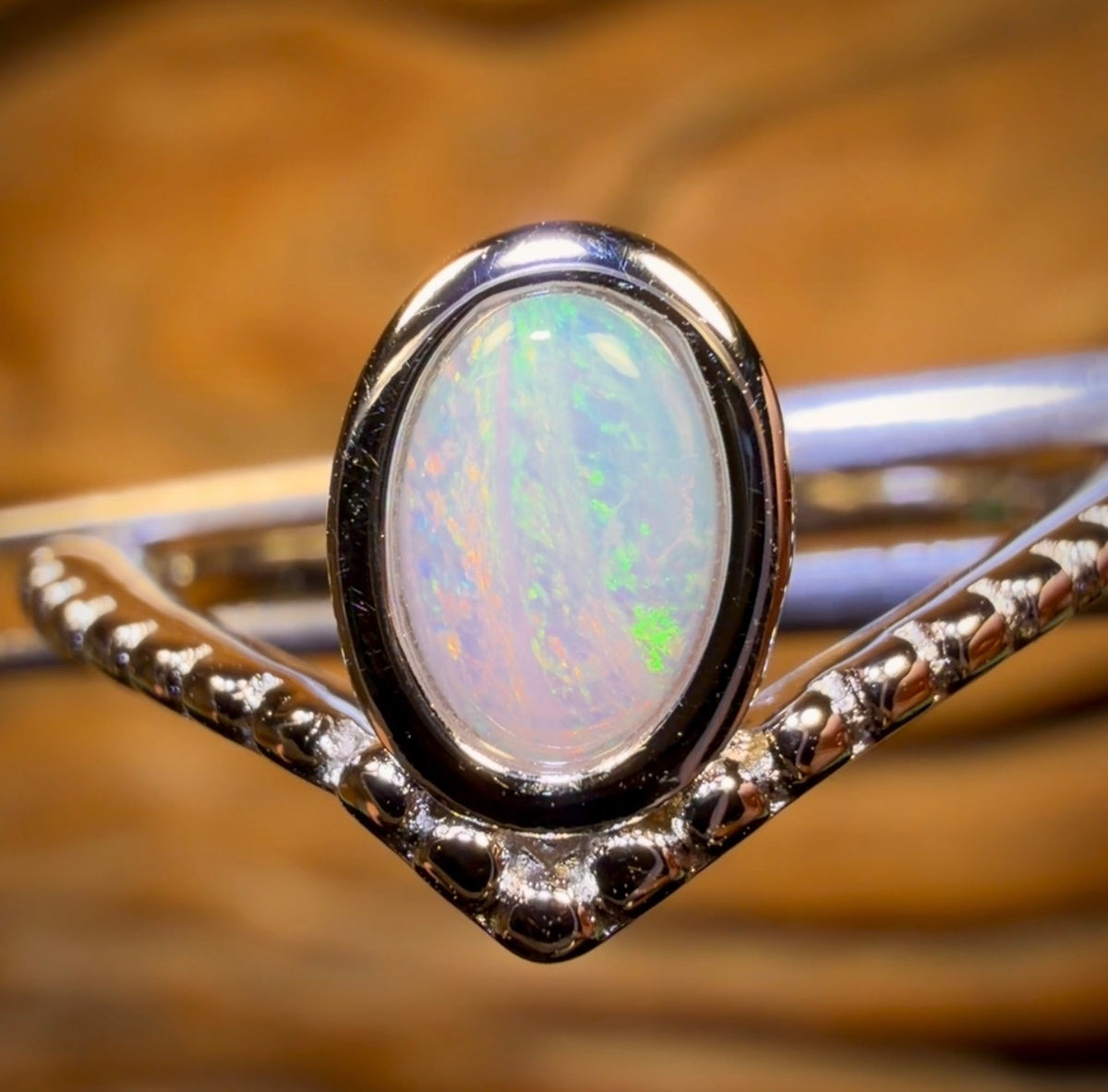 Bague en argent sterling avec opale de cristal d'Australie du Sud