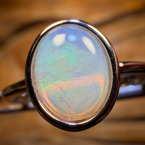 Sterling Silver - Solid South Australian Crystal Opal Ring