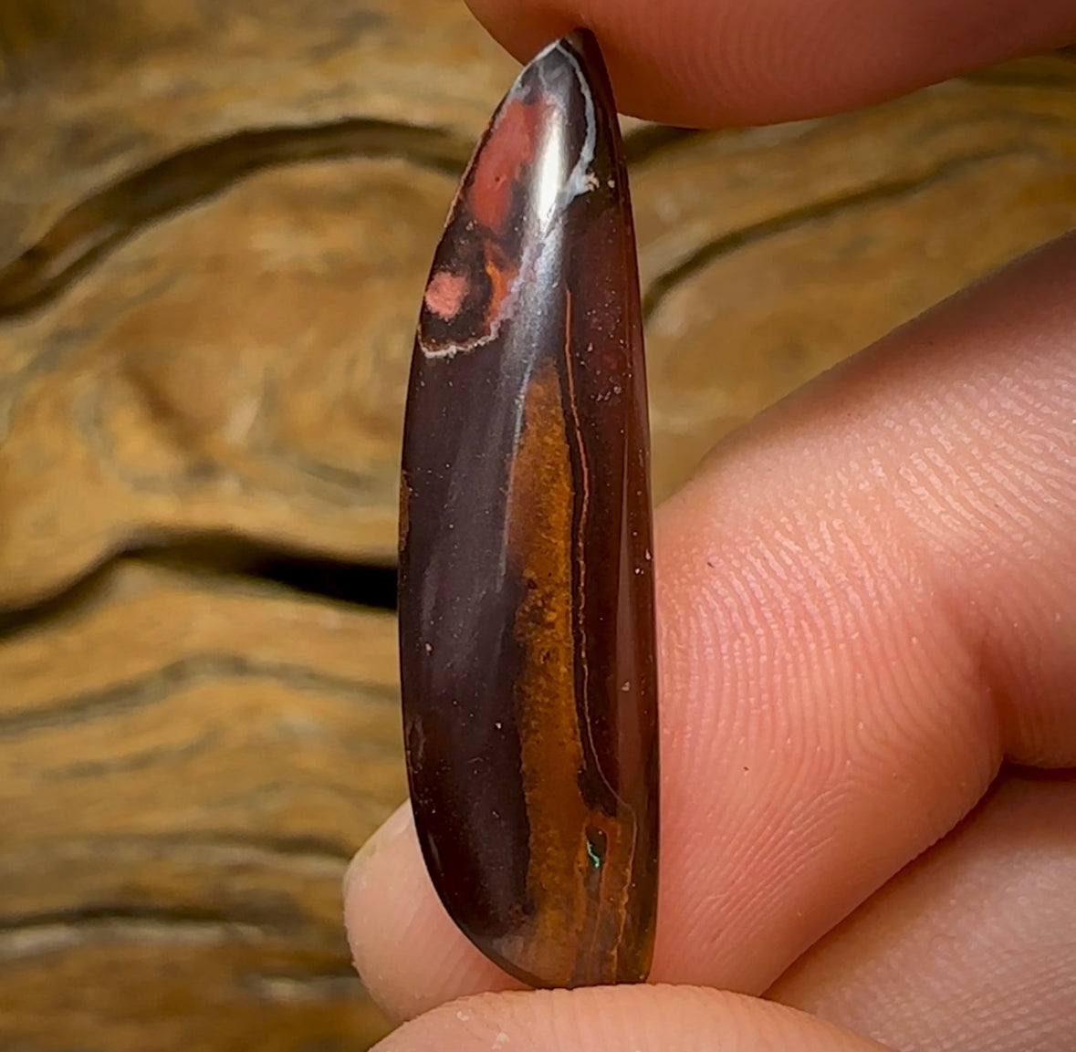 13.7cts - Australian Boulder Opal. Electric Sail Tribal Pattern - Opal Whisperers