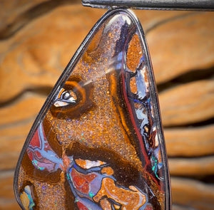 Sterling Silver - Solid Yowah Nut Opal Pendant UNISEX