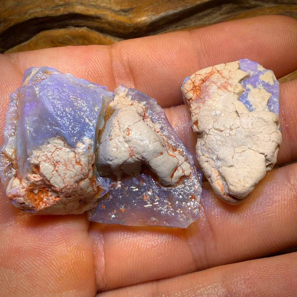 🔒96,7 cts - 3 lots d'opales brutes Lightning Ridge