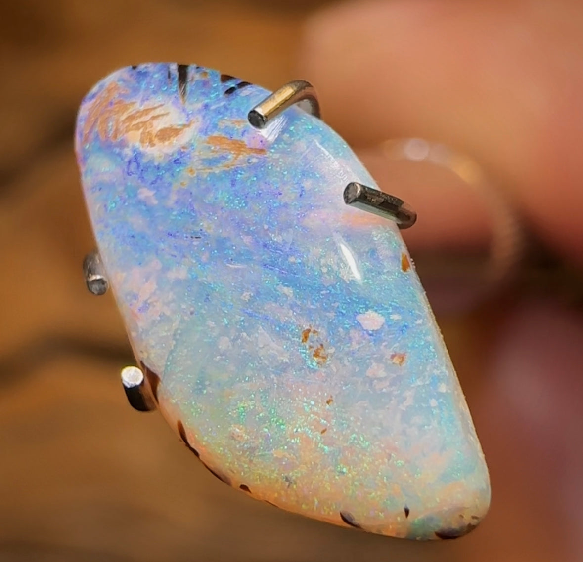 1.15cts - Ice Blue Solid Australian Boulder Pipe Opal - Opal Whisperers