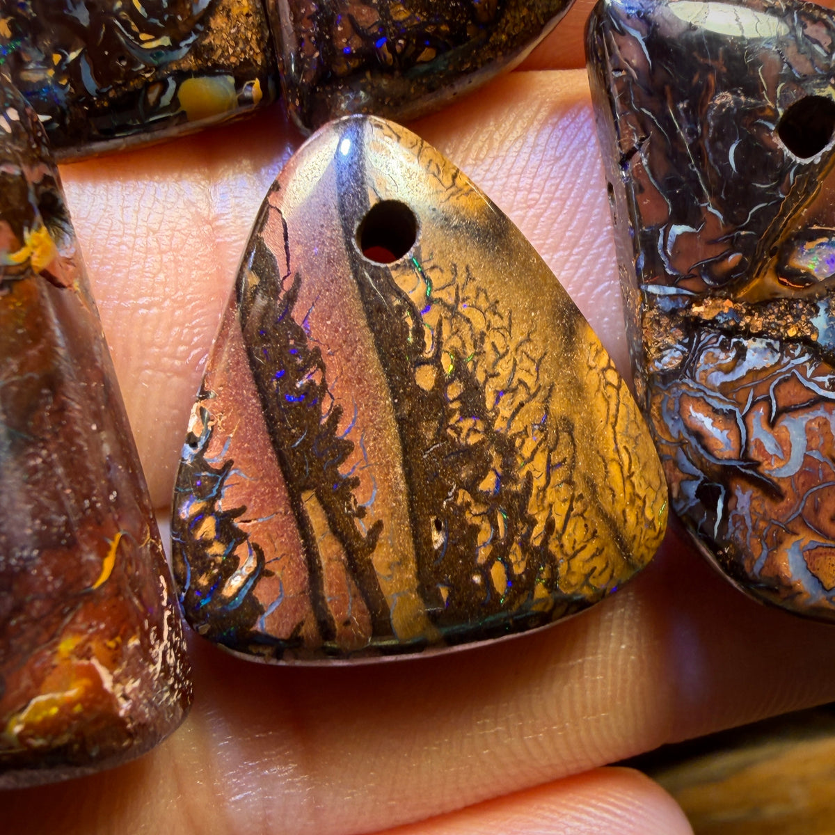 🔒157.8cts - 5x Drilled Tribal Queensland Boulder Opals. BARGAIN Wholesale Parcel