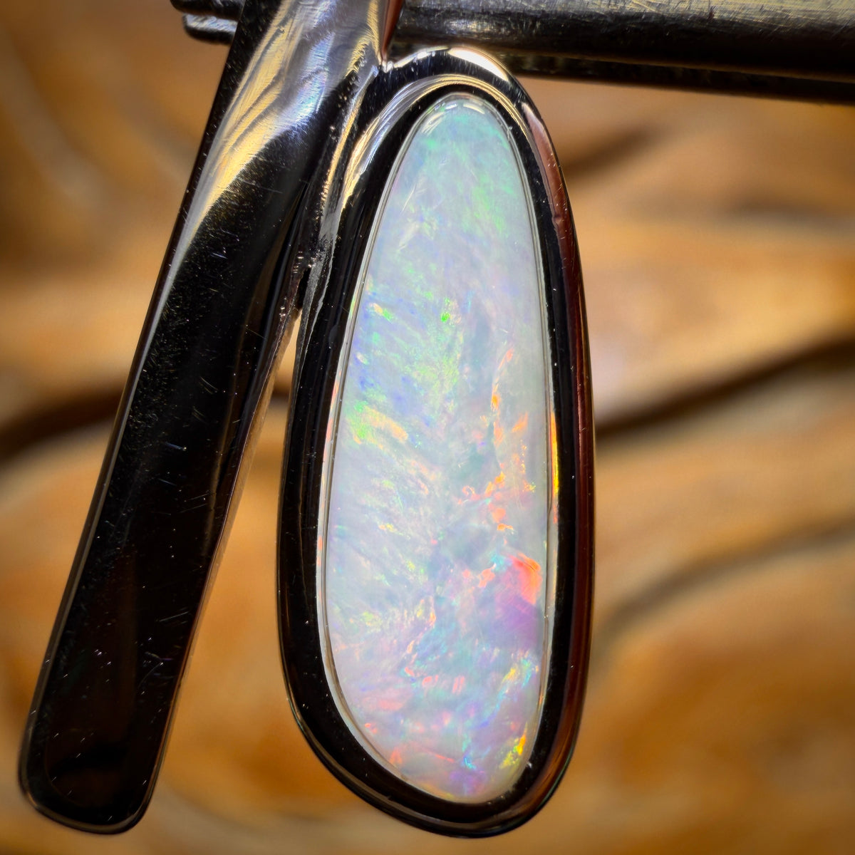 Sterling Silver - Solid South Australian White Opal Pendant