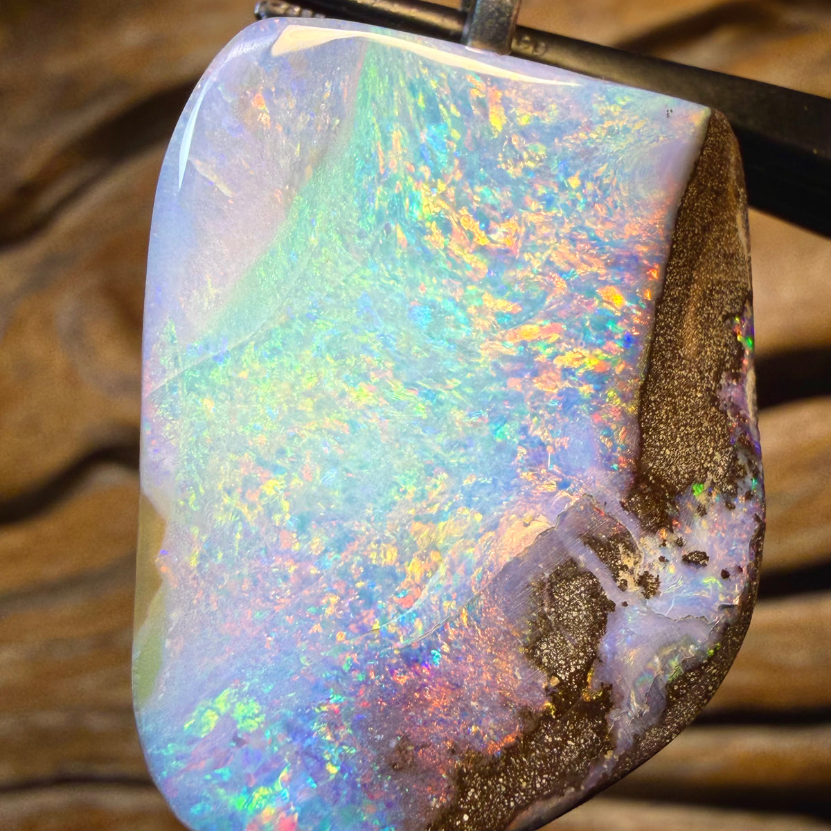 60.8cts - Top Red Multi Solid Queensland Boulder Opal Pendant