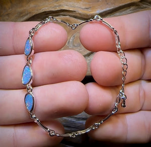 Sterling Silver - Australian Boulder Doublet Opal Bracelet