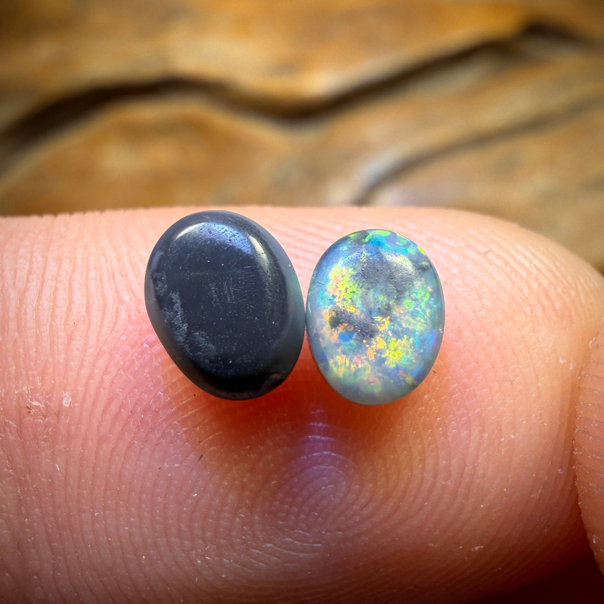 1.15cts - Lightning Ridge Red on Black Opal Pair
