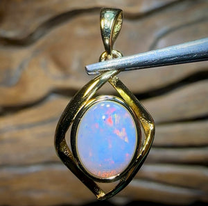 (Sterling Silver Plated - Solid South Australian Crystal Opal Pendant. Free Setting