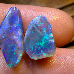 TGIF 8.1cts - Lightning Ridge Dark Crystal Opal Rub Pair