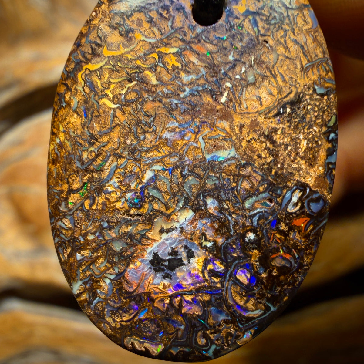 31 x 21mm - Drilled Tribal Queensland Boulder Opal Necklace