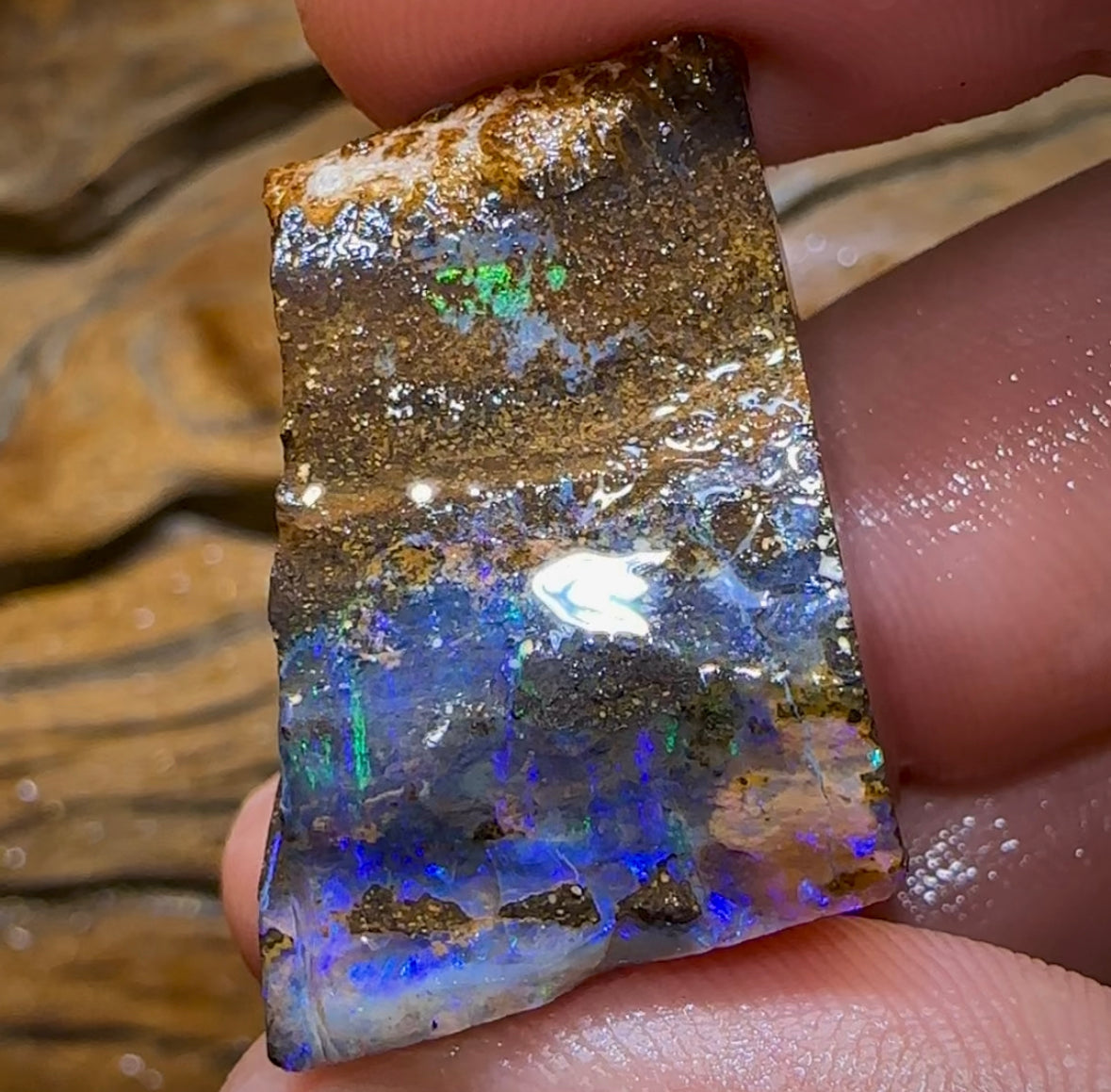 58cts - Australian Boulder Opal Rough Preform. Natural Split - Opal Whisperers