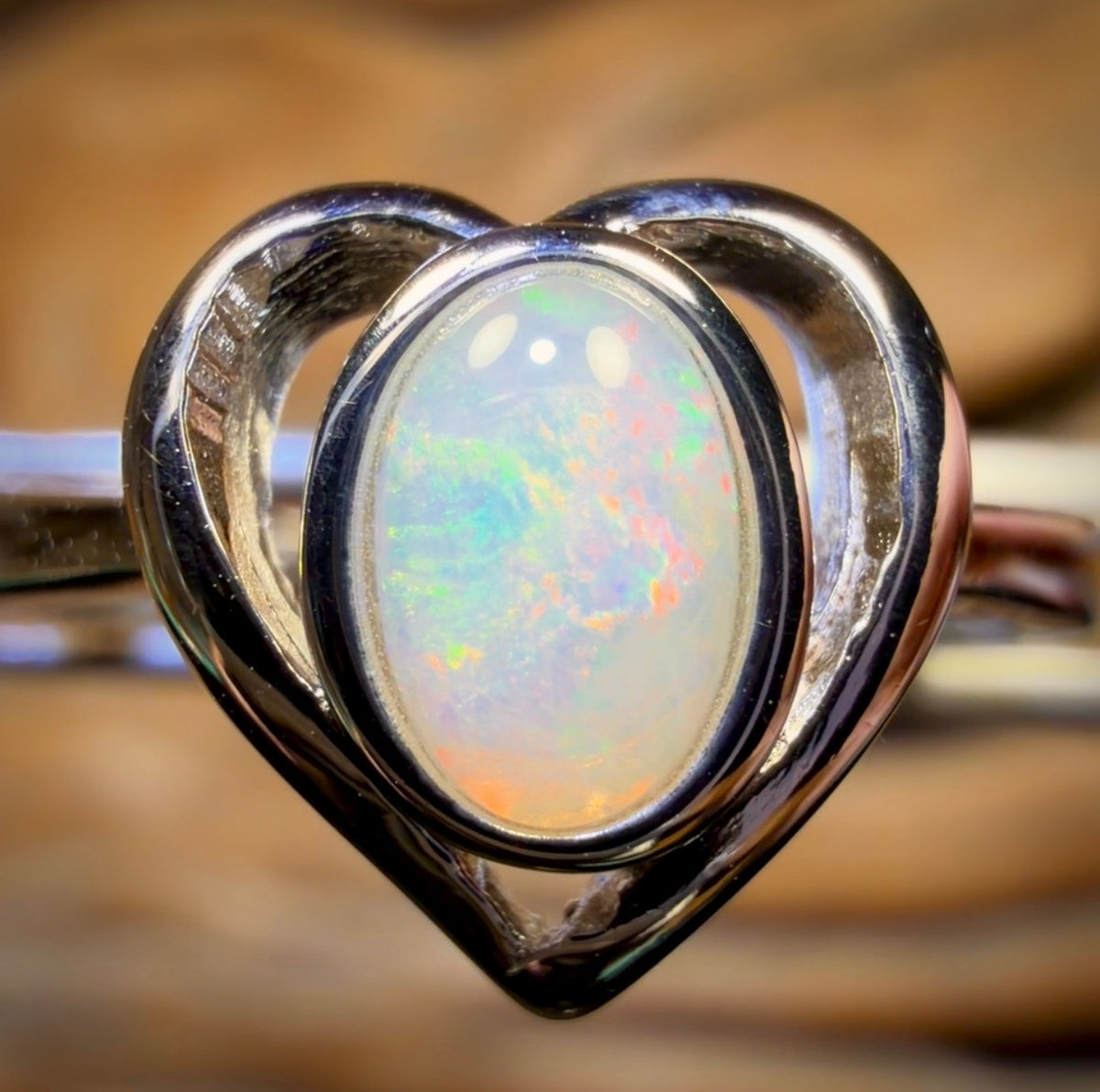 Bague en argent sterling avec opale de cristal d'Australie du Sud