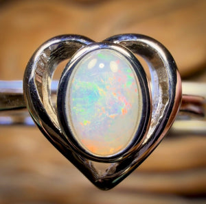 Bague en argent sterling avec opale de cristal d'Australie du Sud